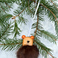 Brown Bear Fused Glass and Pompom Ornament