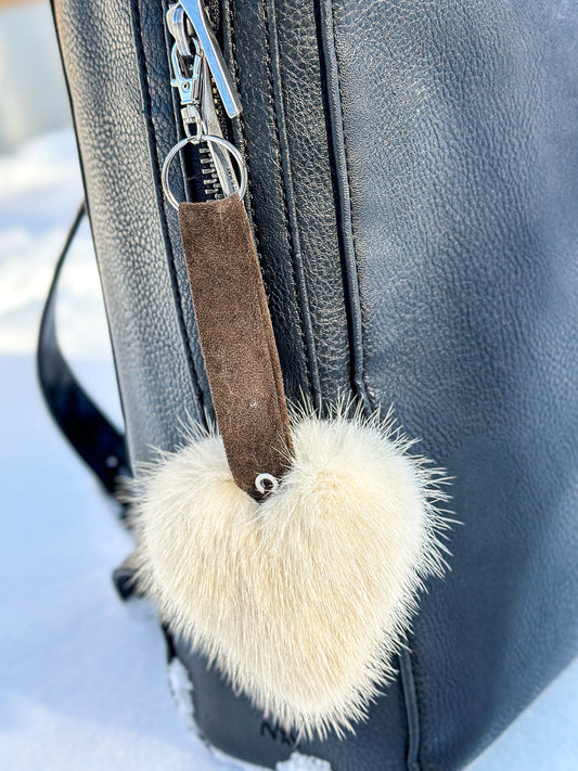 Recycled fur key ring "little heart"