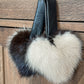 Key ring in recycled fur "little heart" Reversible